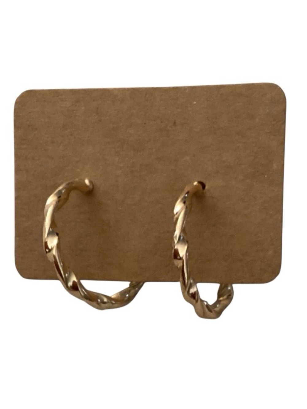 Swirl Gold Tone Open Hoop Stud Earrings (NWT)